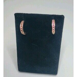 14 K Half Hoop Amethyst Earrings Vintage Estate